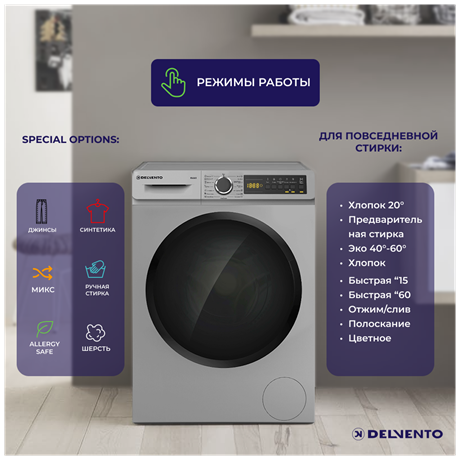 фото: Стиральная машина Delvento Energy Twist VG42622 Slim