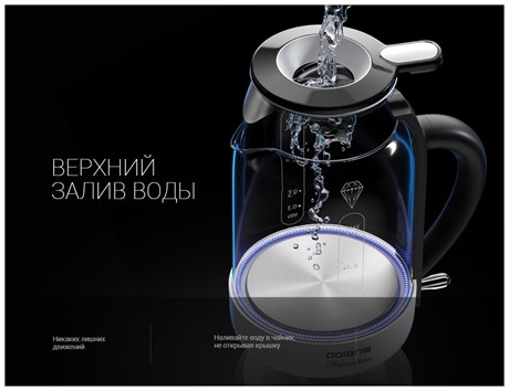 фото: Электрический чайник Polaris PWK 1753СGL белый/черный