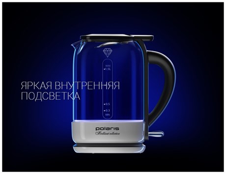 фото: Электрический чайник Polaris PWK 1753СGL белый/черный