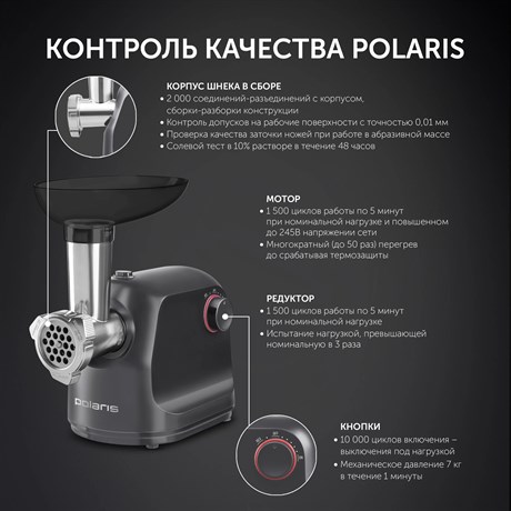 фото: Мясорубка Polaris PMG-1872 серый