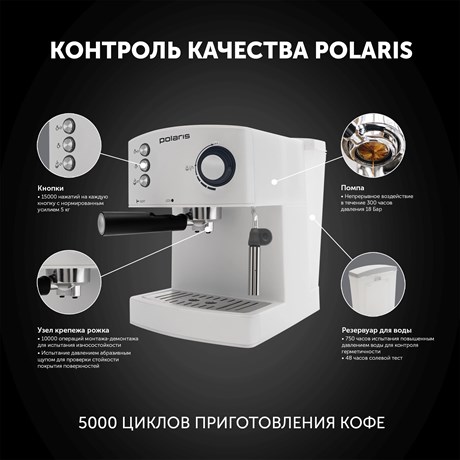 фото: Кофеварка Polaris PCM 1527E Adore Crema белый