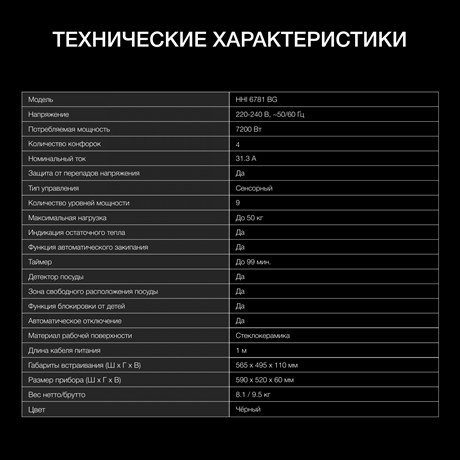 фото: Варочная панель Hyundai HHI 6781 BG