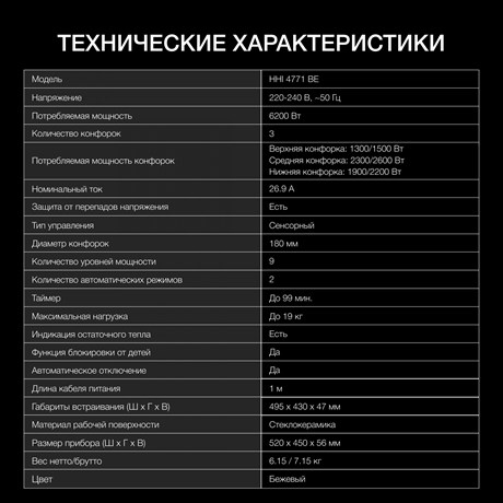 фото: Варочная панель Hyundai HHI 4771 BE
