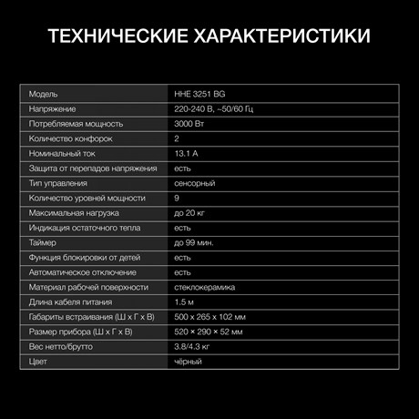 фото: Варочная панель Hyundai HHE 3251 BG