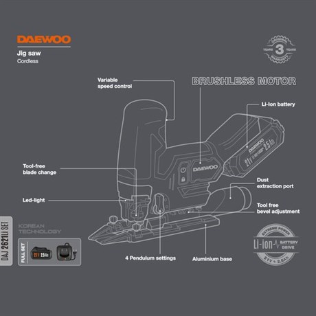 фото: Лобзик Daewoo DAJ 2621Li SET