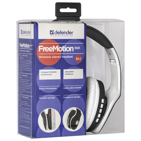 фото: Наушники DEFENDER FreeMotion B525 черный/белый
