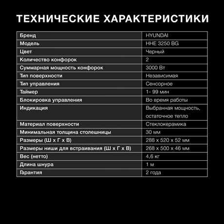 фото: Варочная панель Hyundai HHE 3250 BG