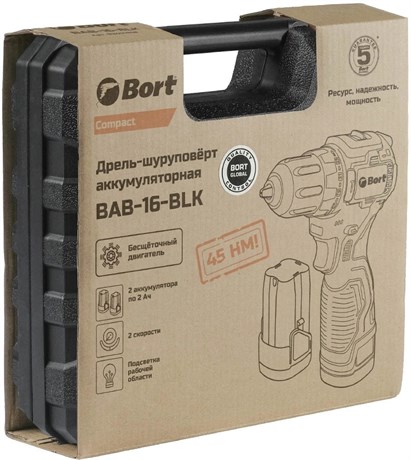 фото: Дрель-шуруповерт Bort BAB-16-BLK