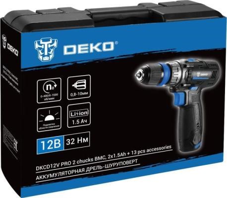 фото: Дрель-шуруповерт Deko DKCD12V PRO 2х1.5Ач в кейсе